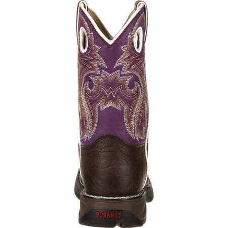 Durango LIL' Little Kid Western Boot, DARK BROWN/PURPLE, ME, Size 8.5 BT286